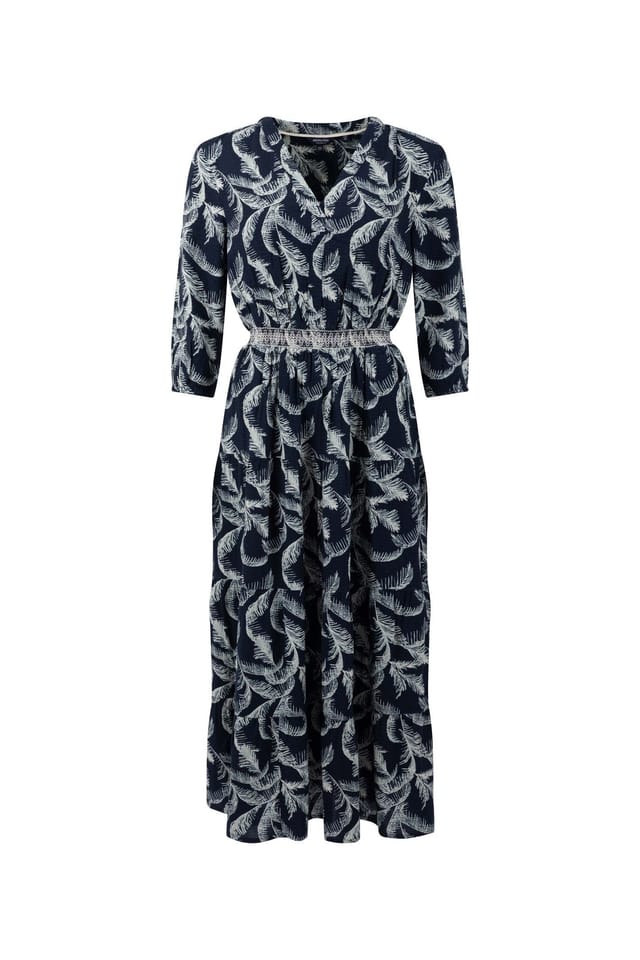 Weird Fish Weird Fish Women's Himanshee Printed Viscose Maxi Dress in Dark Blue - 2