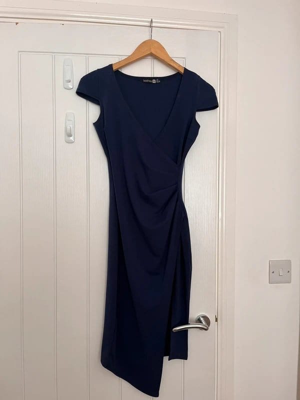 ASOS Navy Blue Ruched Wrap Dress