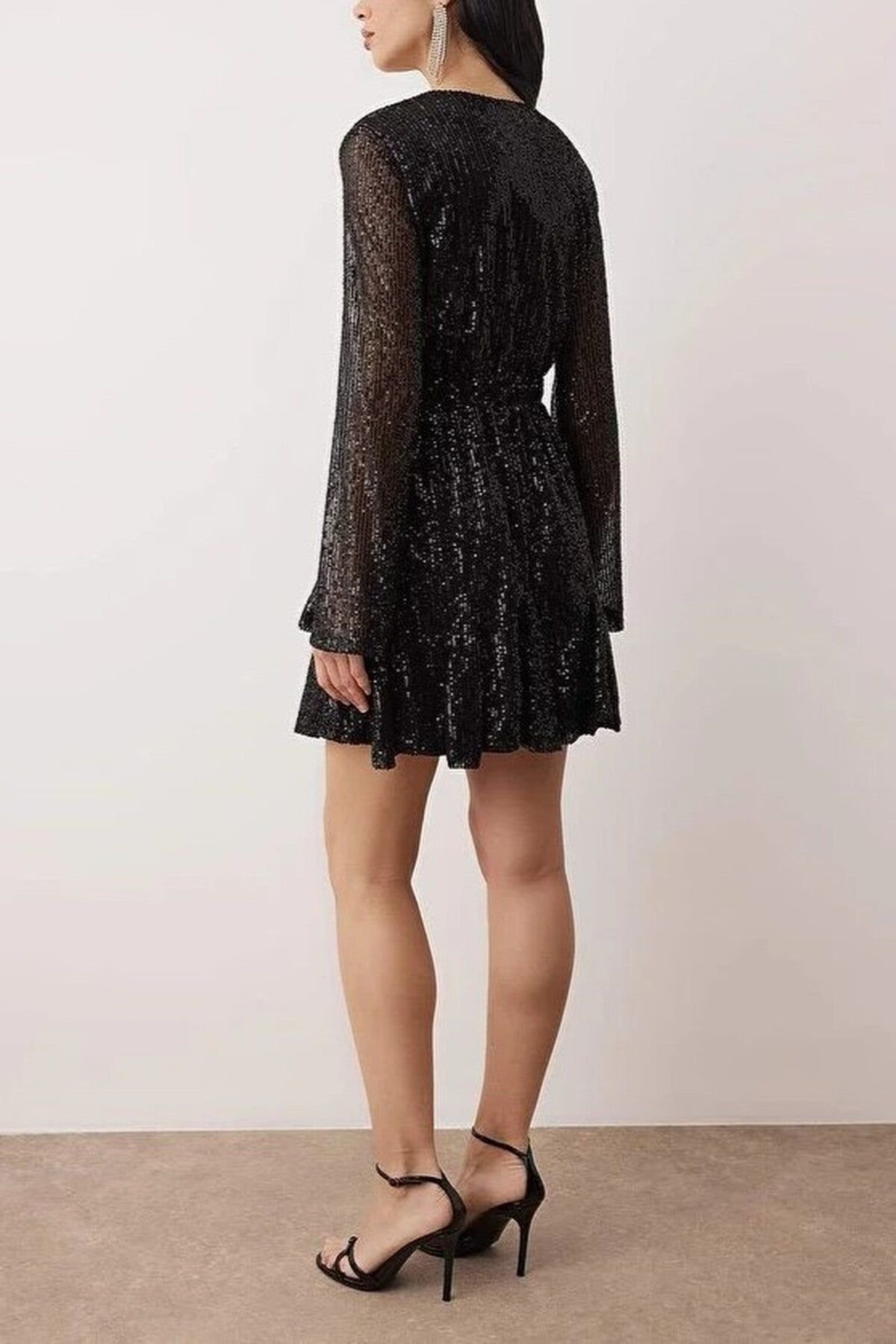 WOVCOR WOVCOR Women's Sequin Mini Lined Dress in Black - 3