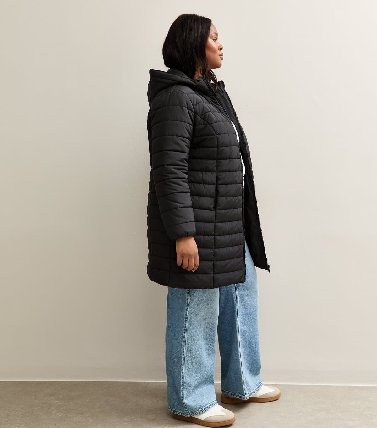 New Look Women's Plus Size Black Padded Longline Puffer Jacket Curves New Look