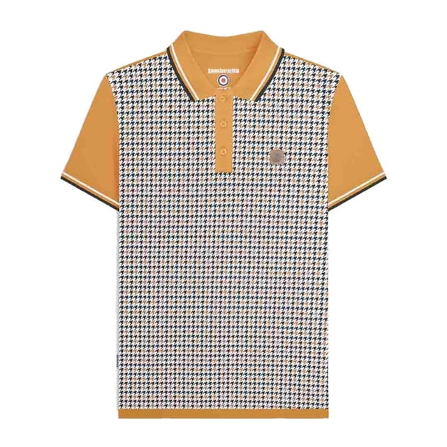 Lambretta Lambretta Men's SS24 Houndstooth Polo Shirt in Mustard - 2