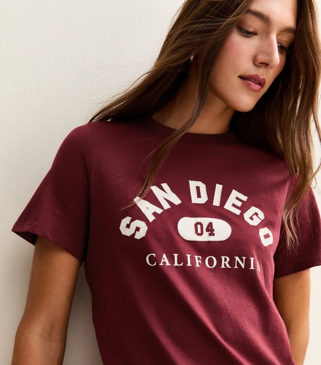 New Look Women's Burgundy San Diego Relaxed T-Shirt New Look - 2