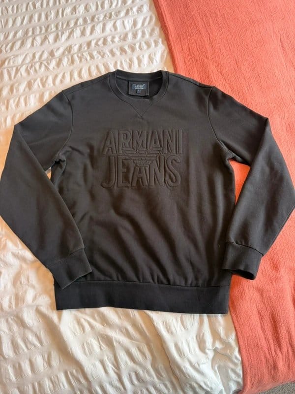 Armani Jeans Black Armani Jeans Embossed Sweatshirt – Medium - 1