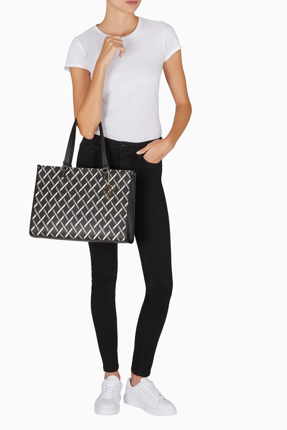 Armani Exchange Armani Exchange Women's Jane All Over Print Tote Bag Black - 3