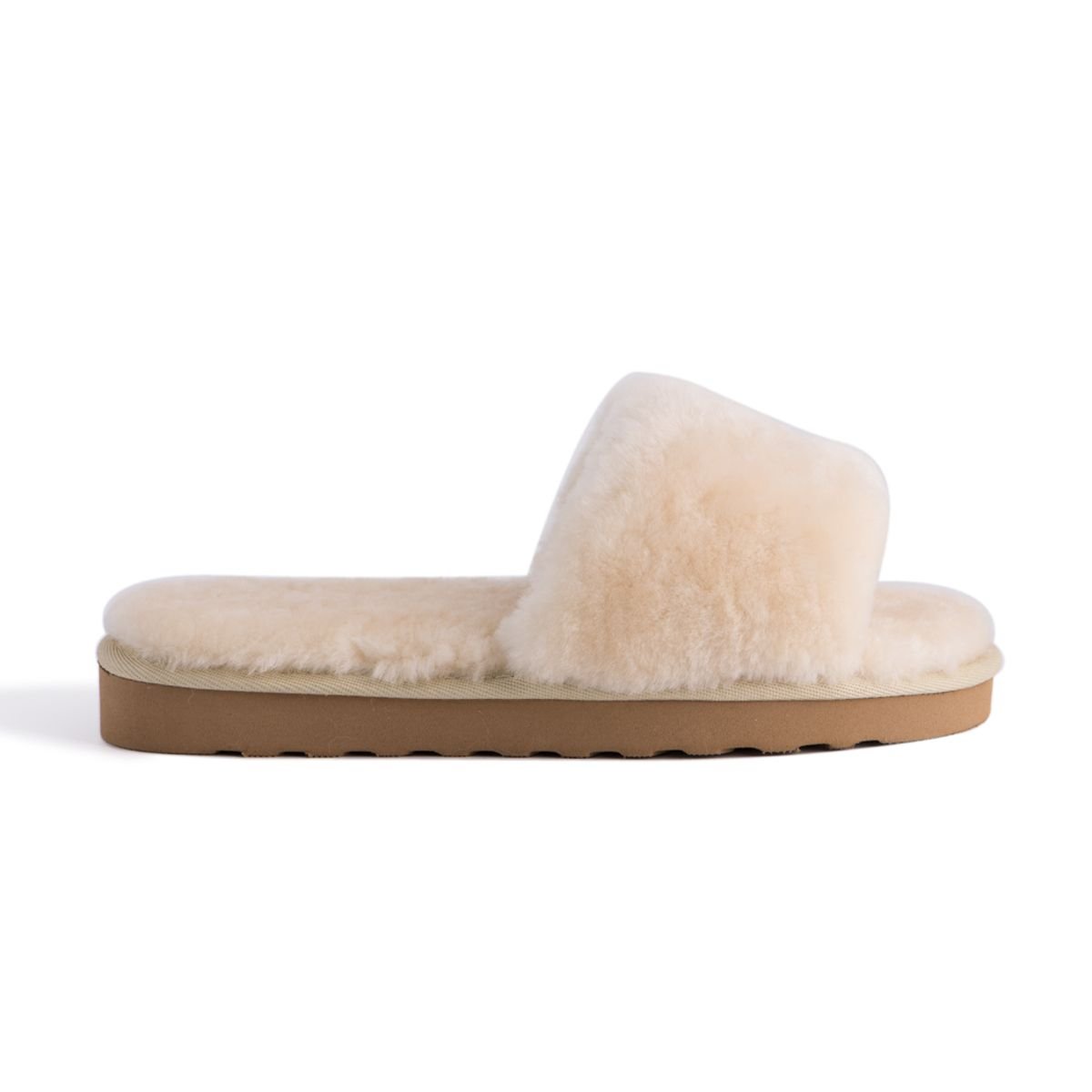 Aus Wooli Australia Aus Wooli Australia Women's Sheepskin Fluff Slide Slippers in Tan - 2