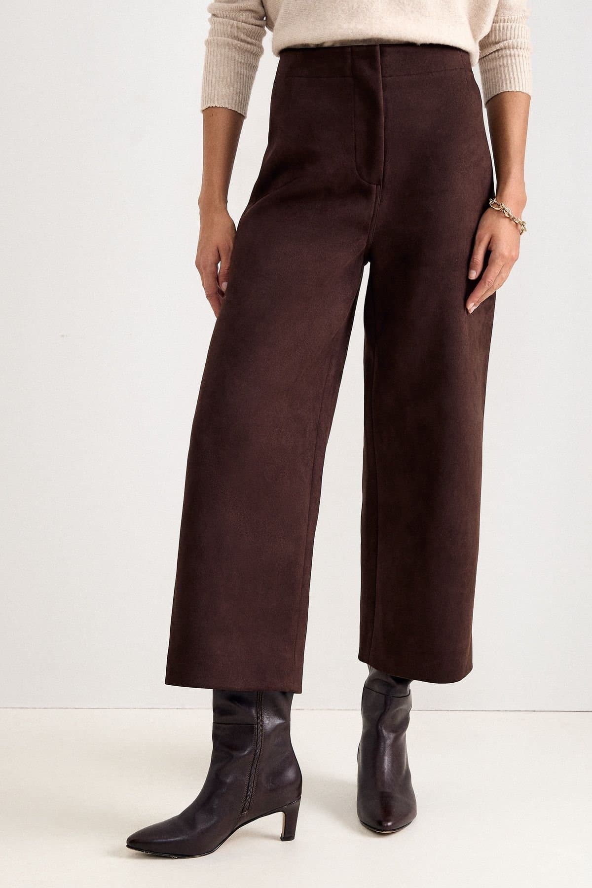 Phase Eight Phase Eight Women's Remi Wide-Leg Cropped Trouser in Chocolate
