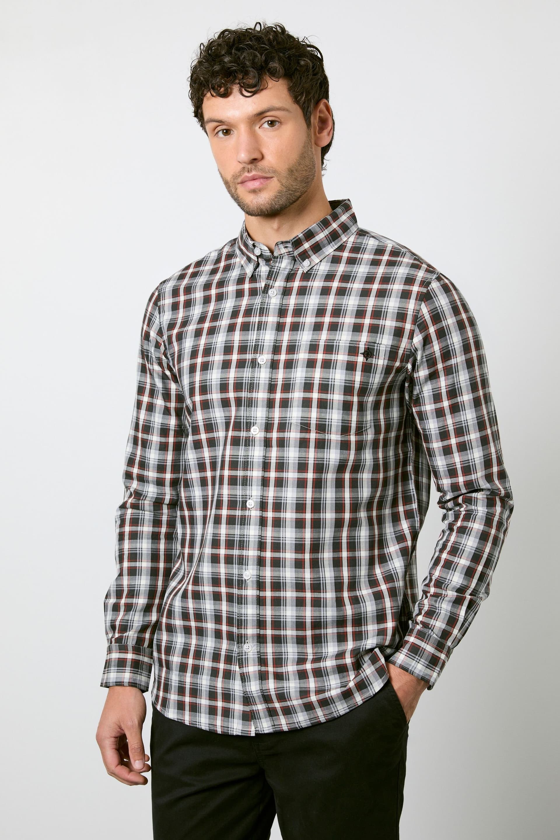 Maine Maine Men's Black Check Long Sleeve Shirt