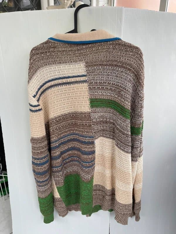 ASOS Mens ASOS Design Multi Coloured Striped Knit Polo Shirt Sweater Jumper