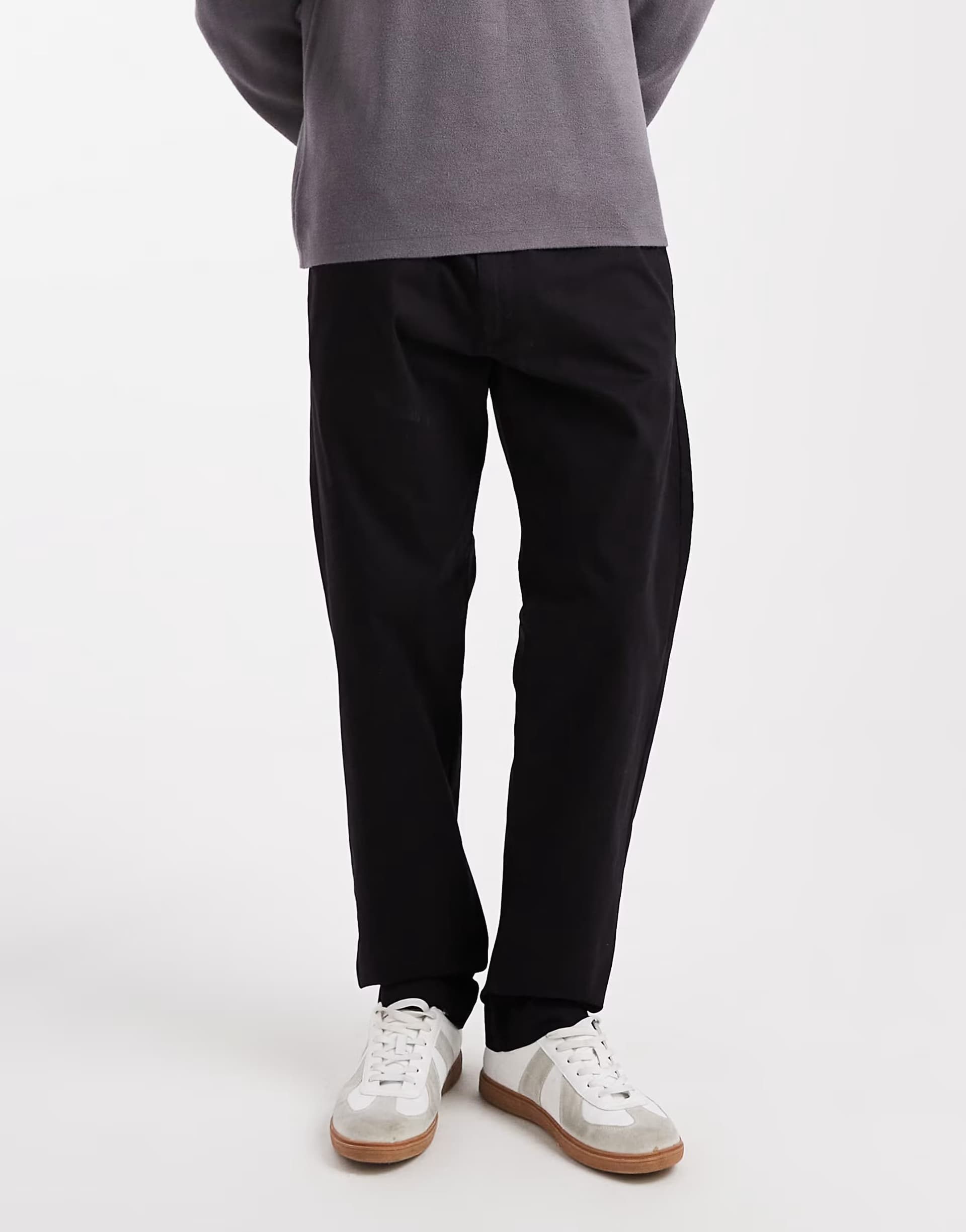ASOS Jack & Jones relaxed fit chino with drawstring waist in black