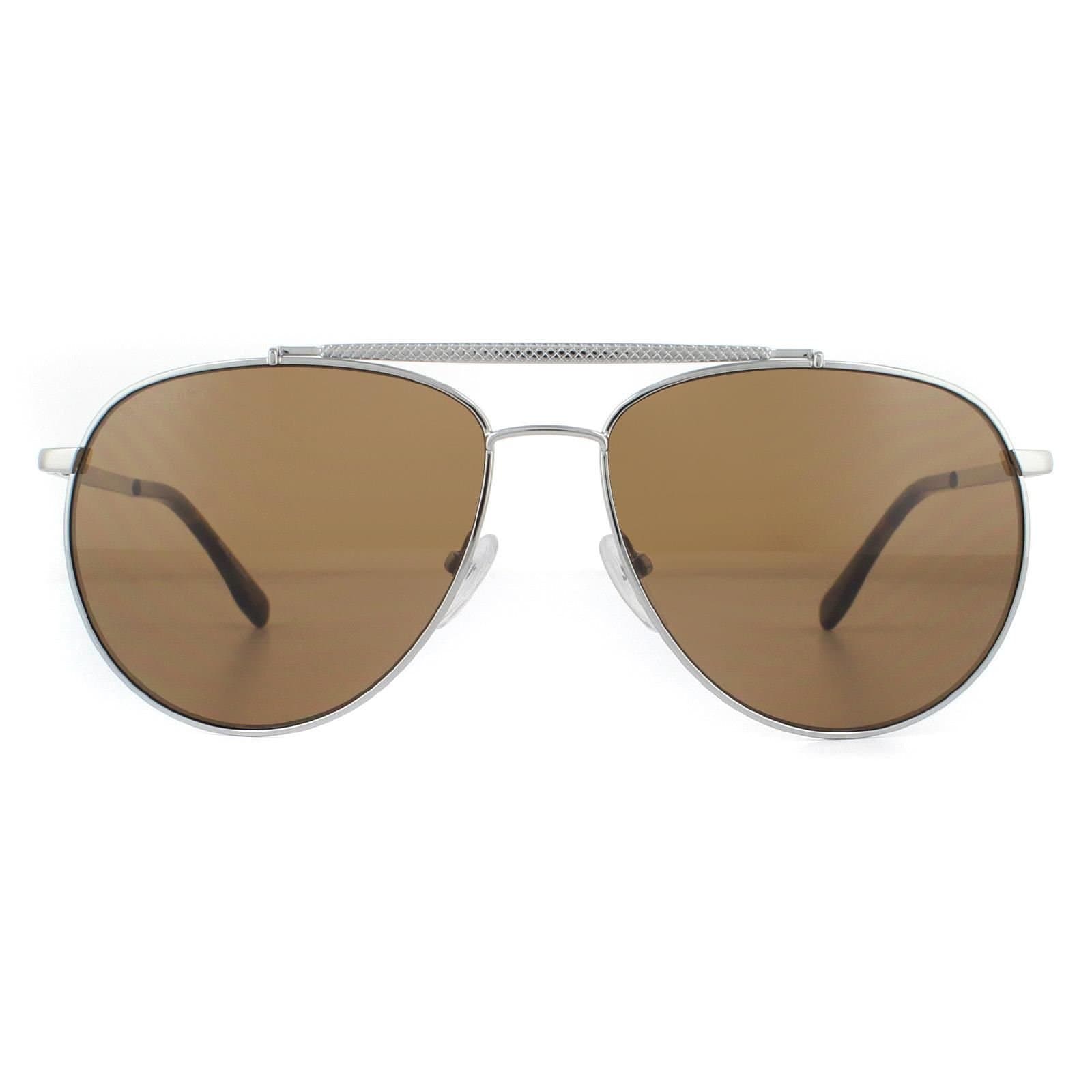 Lacoste Lacoste Men's Aviator Gunmetal Brown Sunglasses in Grey