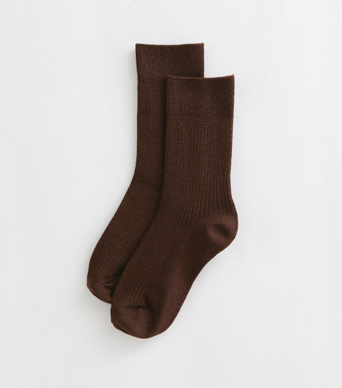 New Look Dark Brown Cotton Rich Glitter Ribbed Ankle Socks New Look