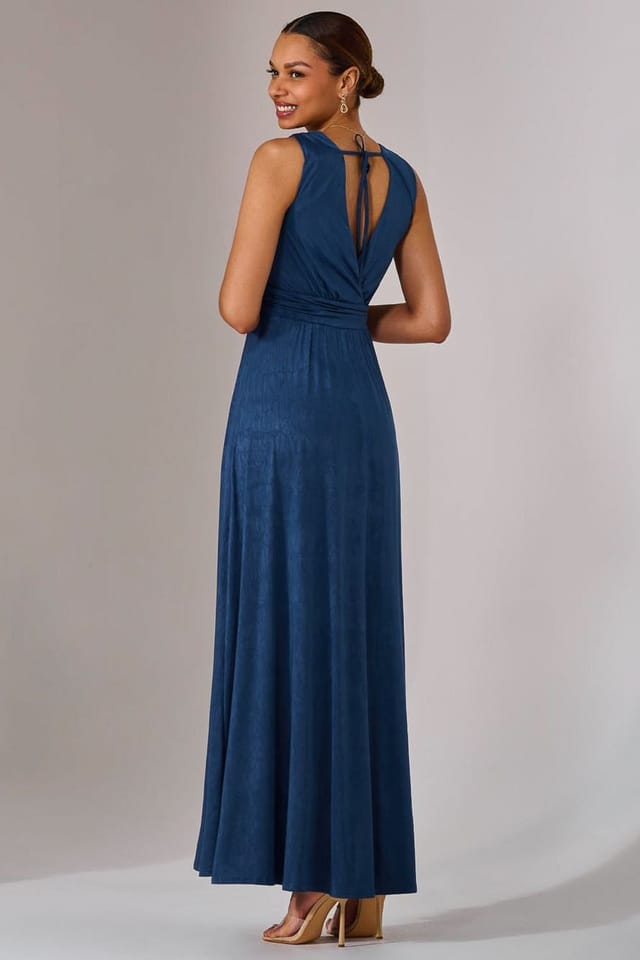 Jolie Moi Jolie Moi Women's Ella Wrap Bodice Jersey Maxi Dress in Navy - 2