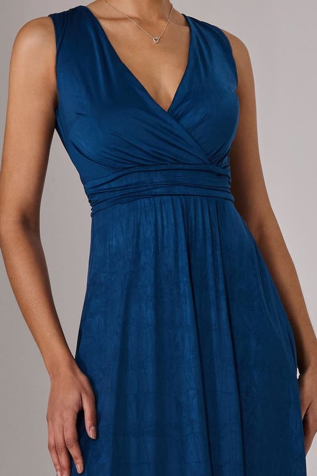 Jolie Moi Jolie Moi Women's Ella Wrap Bodice Jersey Maxi Dress in Navy - 3