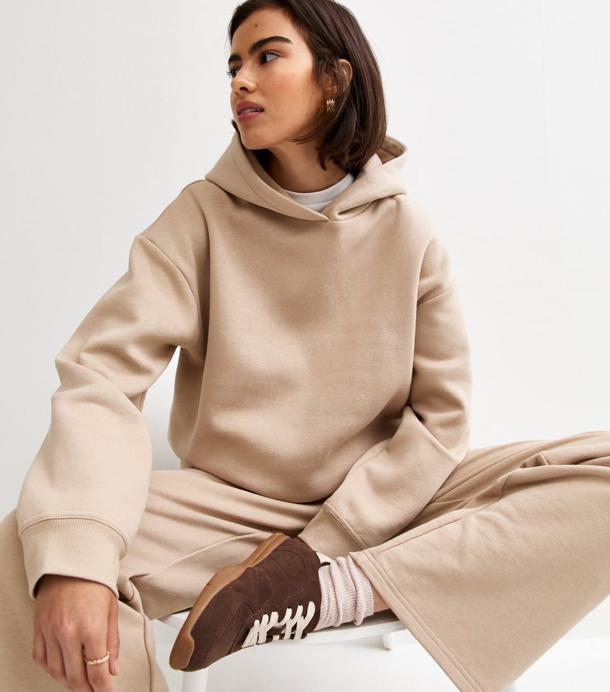 New Look Women's Camel Jersey Pullover Hoodie New Look