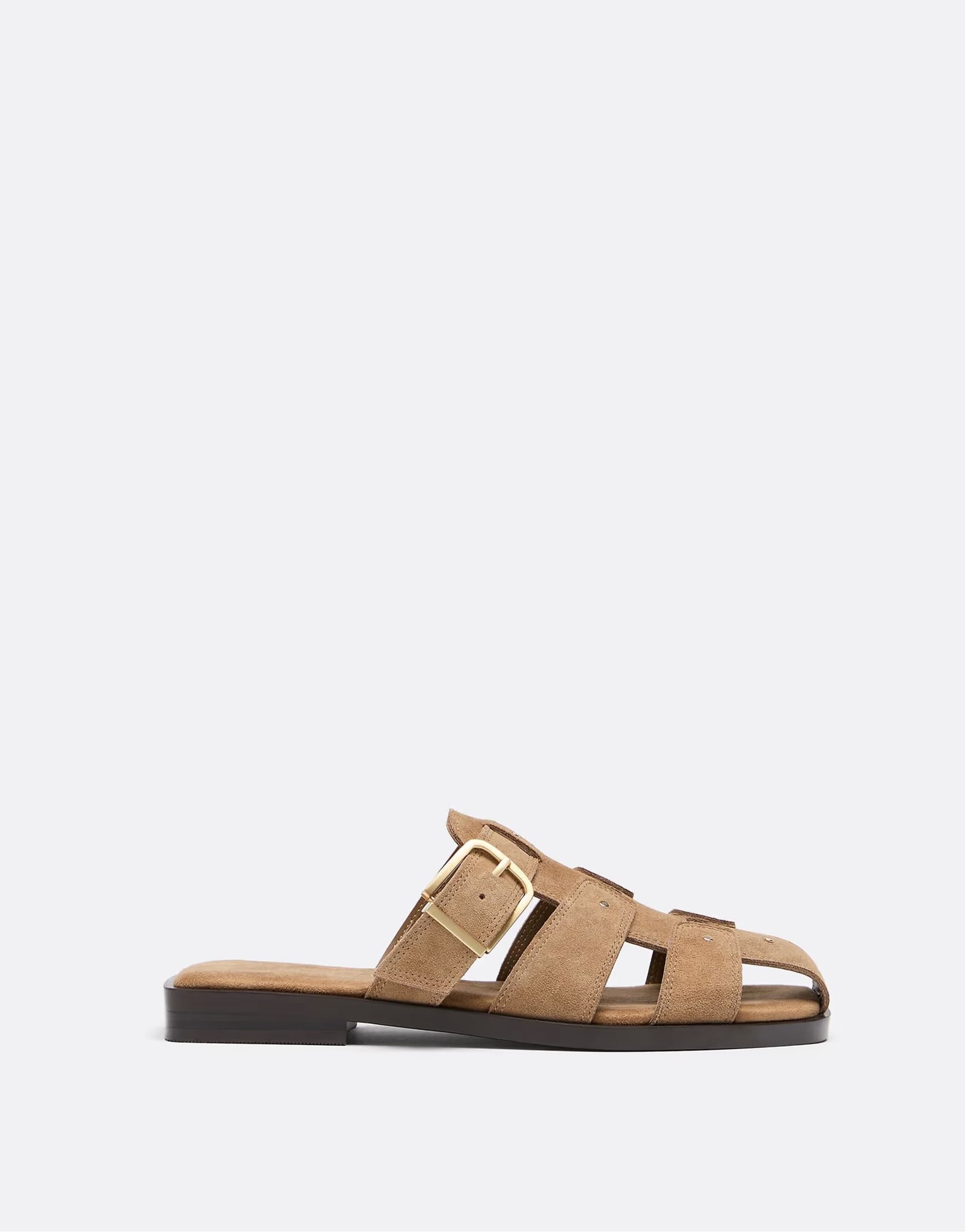 ASOS ASOS Beige Leather Cage Sandals