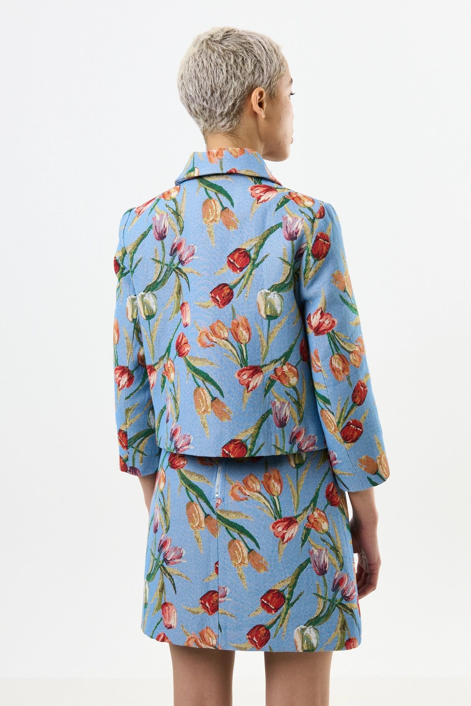 Louche Louche Women's Salut Tulip Jacquard Short Jacket - Blue - 3