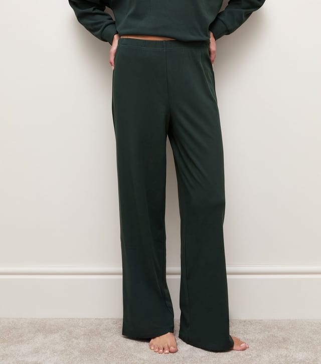 New Look Women's Dark Green Jersey Wide Leg Joggers New Look - 2