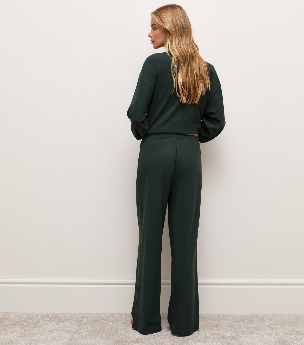 New Look Women's Dark Green Jersey Wide Leg Joggers New Look - 4