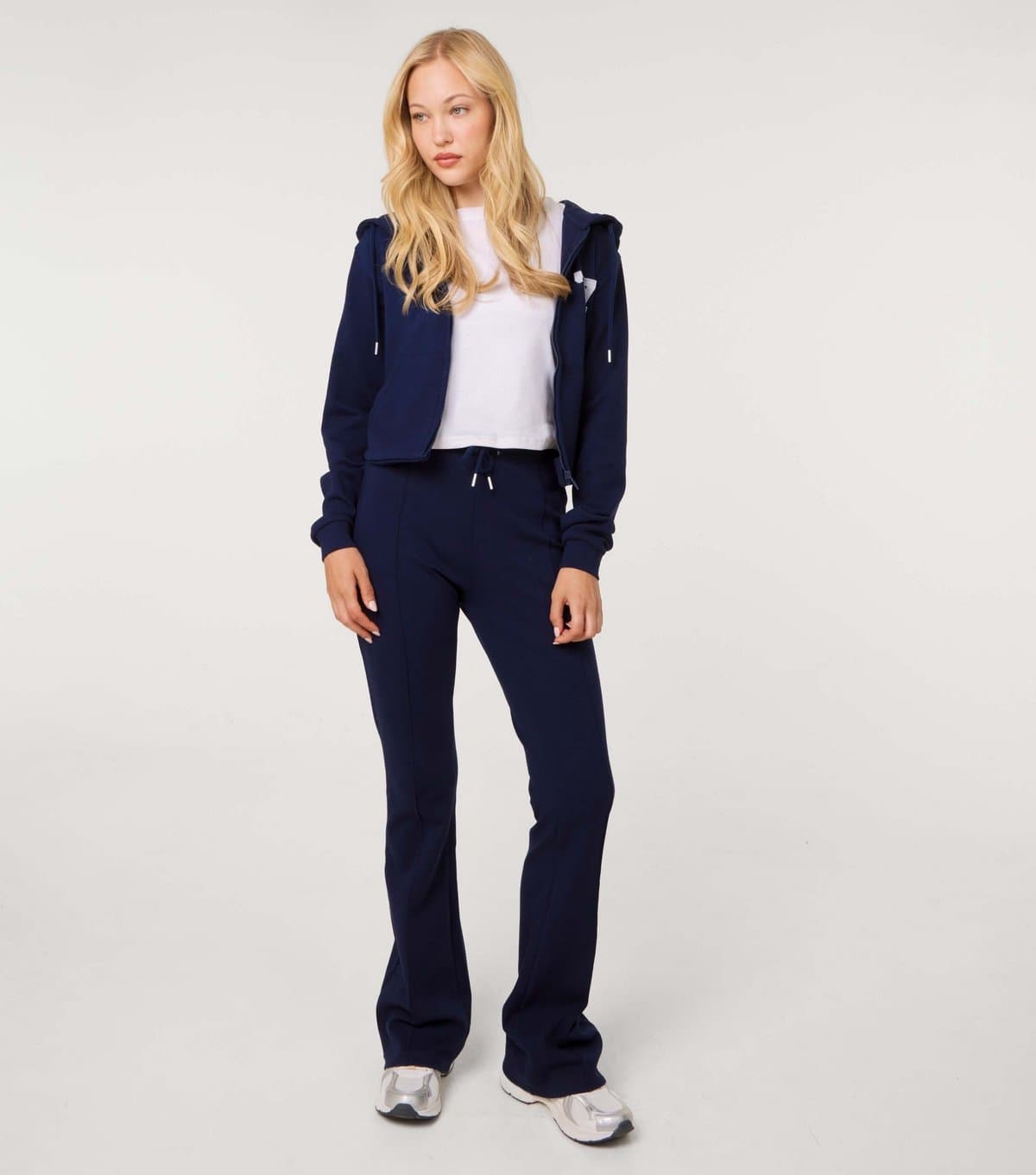 Pink Vanilla Pink Vanilla Navy 1997 Embroidered Pin Tuck Flared Trousers