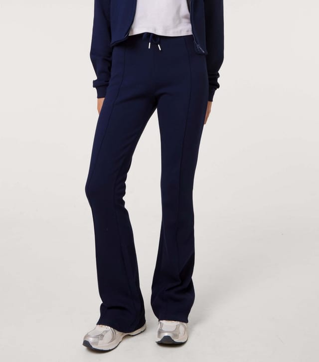 Pink Vanilla Women's Navy 1997 Embroidered Pin Tuck Flared Trousers Pink Vanilla New Look - 2