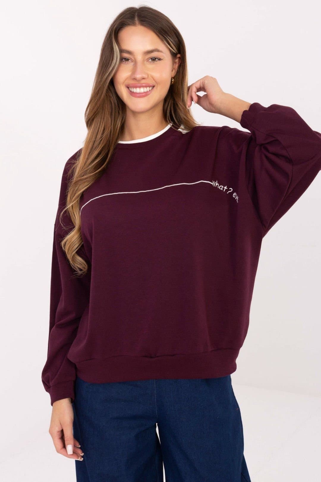Love Lace Love Lace Burgundy Cotton Polyester Sweatshirt