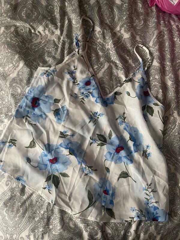 Shein Blue Floral Floaty Cami Top