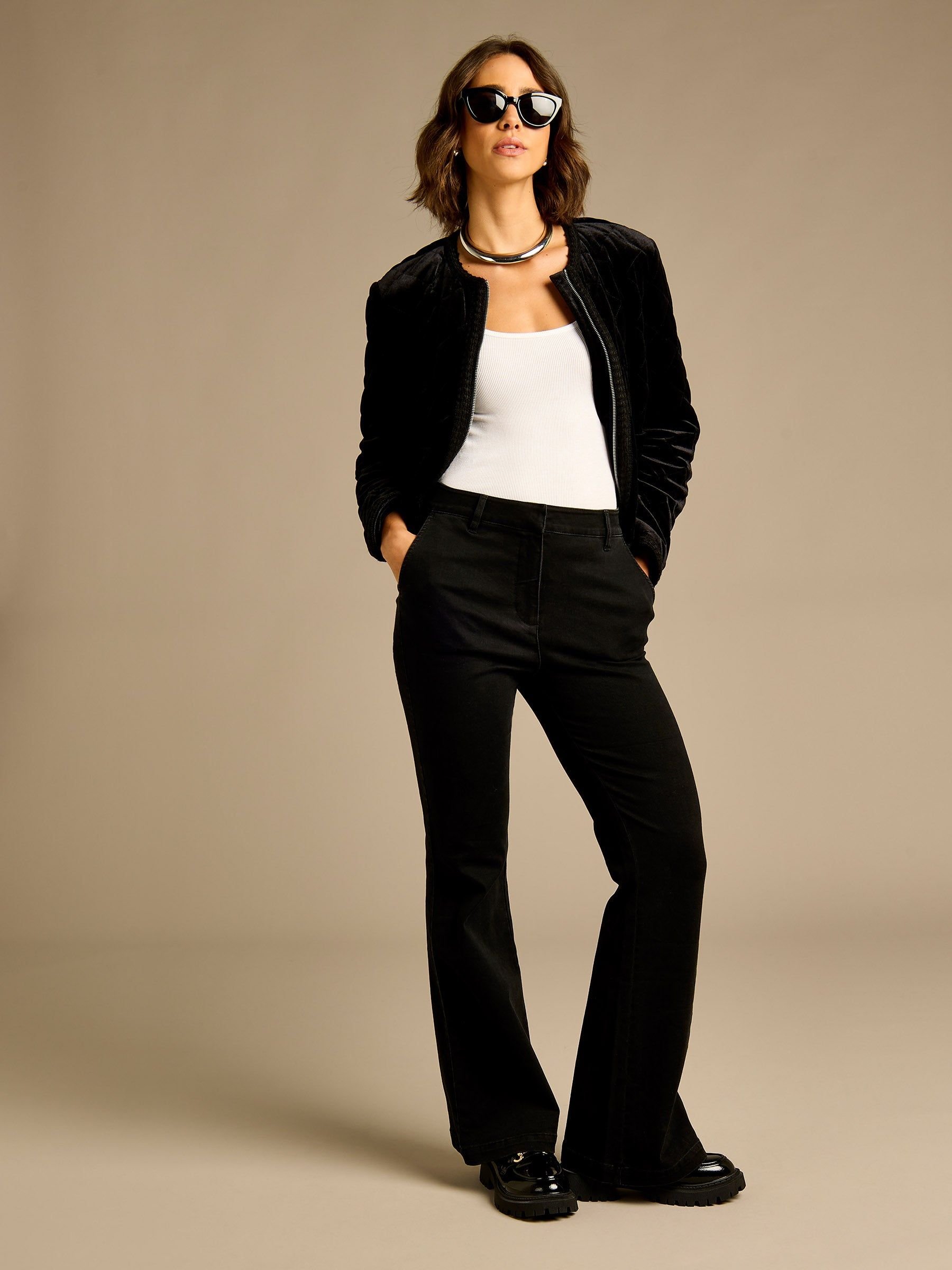 GWD by GEORGE W. DAVIES GWD by GEORGE W. DAVIES Women's Ella Quilted Velvet Bomber Black - 4