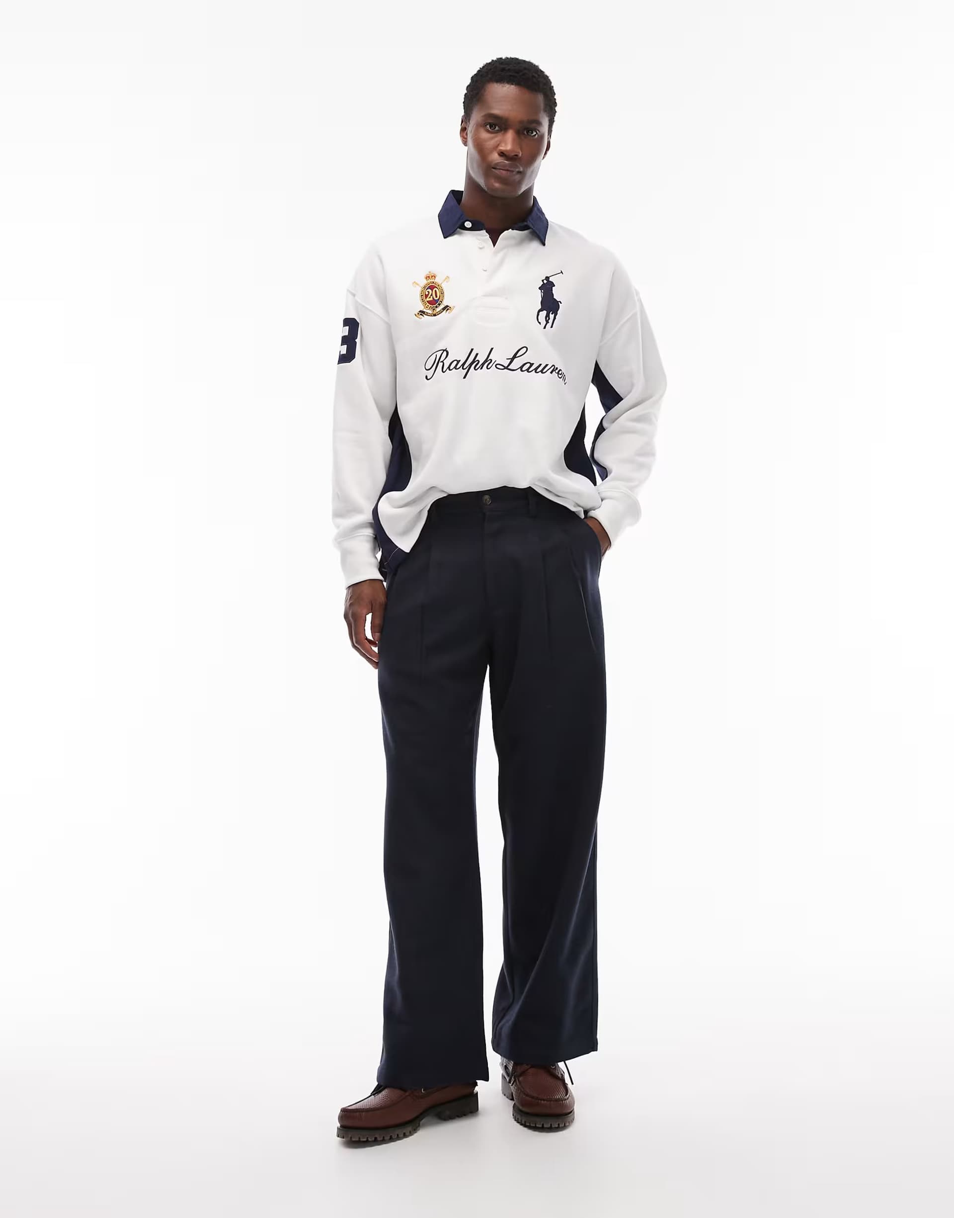 ASOS Prohibited double pleated wool look club trousers in navy