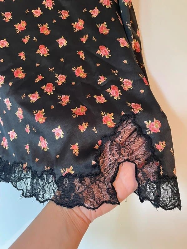 Urban Outfitters Black slip with rose pattern and lace