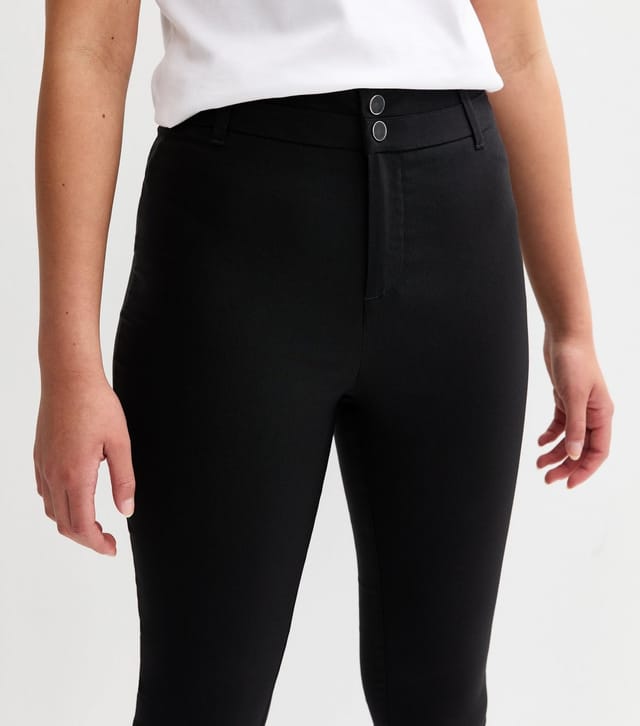 New Look Girls' Black Popper Front Skinny School Trousers New Look - 2