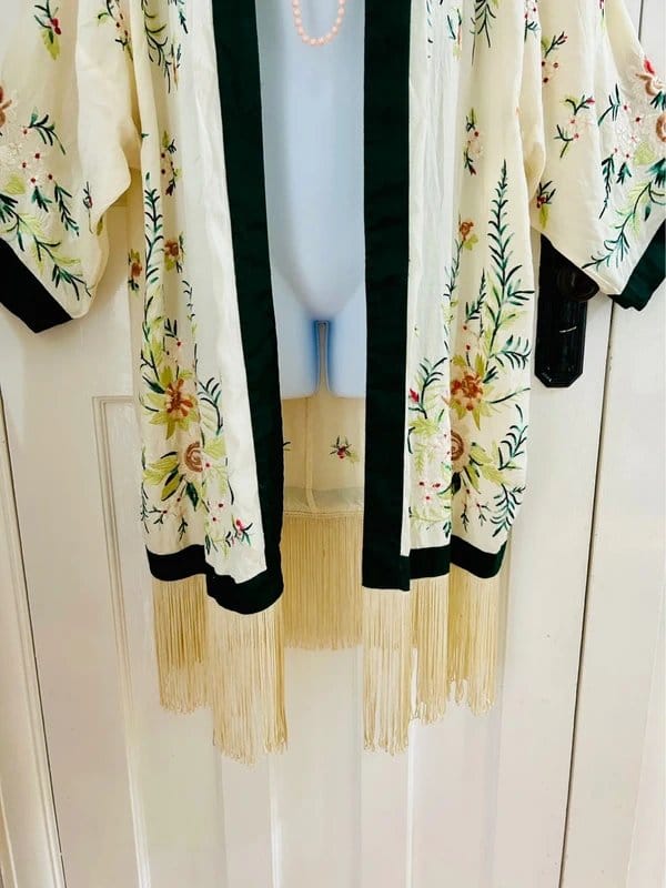 River Island Cream Floral Embroidered Kimono