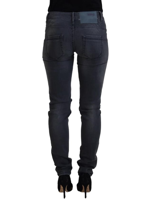 Acht Acht Women's Gray Cotton Skinny Low Waist Casual Denim Jeans in Grey - 3