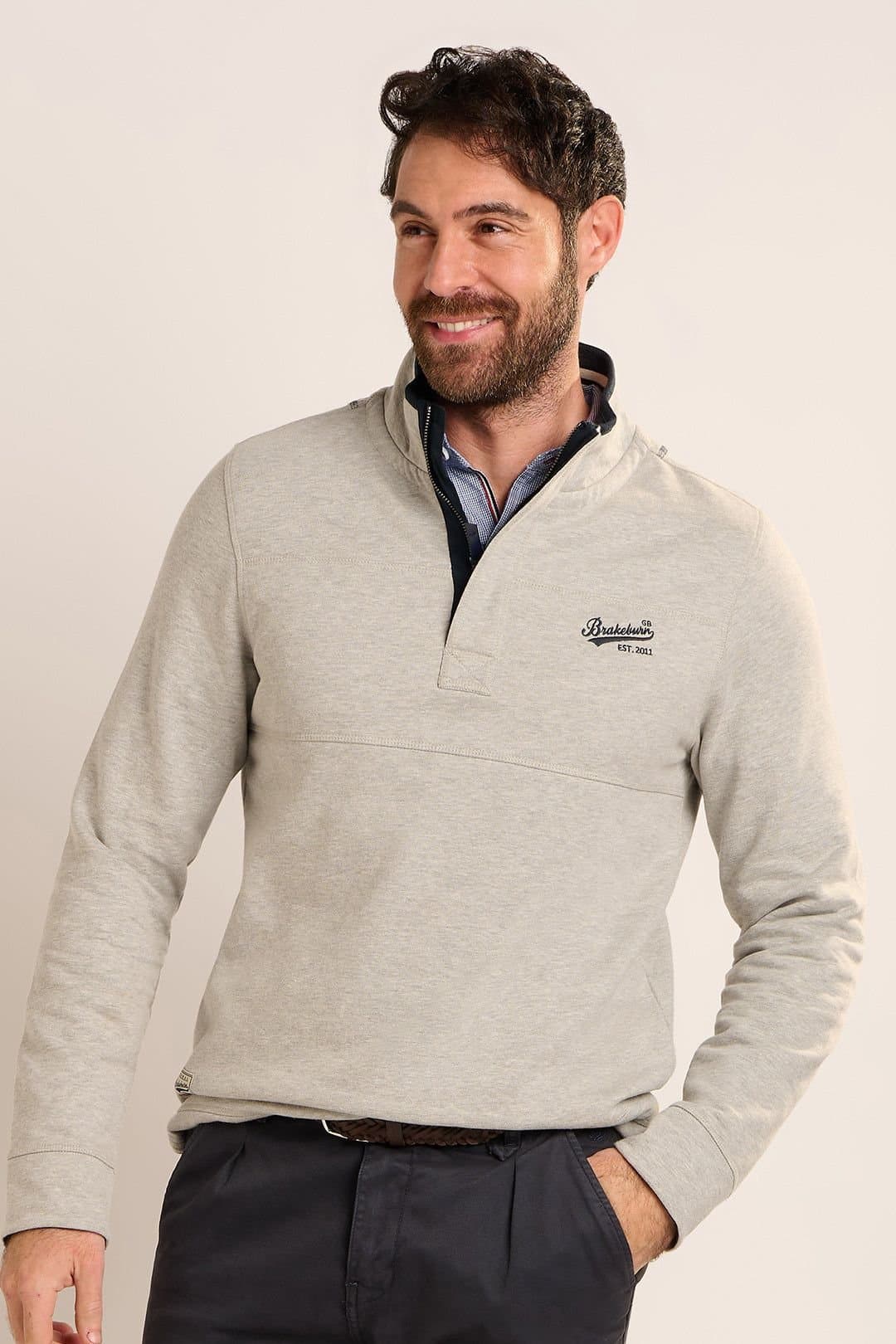Brakeburn Brakeburn Men's TADNOLL QUARTER ZIP SWEATSHIRT in Grey