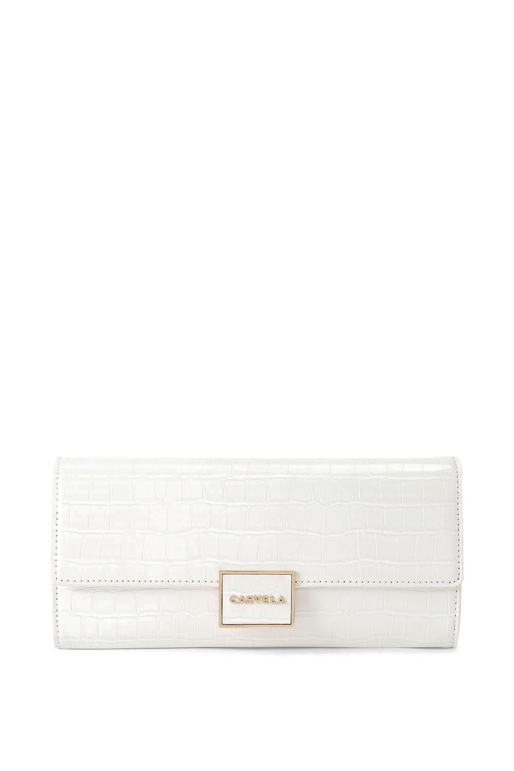 Carvela Carvela Women's 'Jessica Clutch' Croc Print Bag in Cream - 1