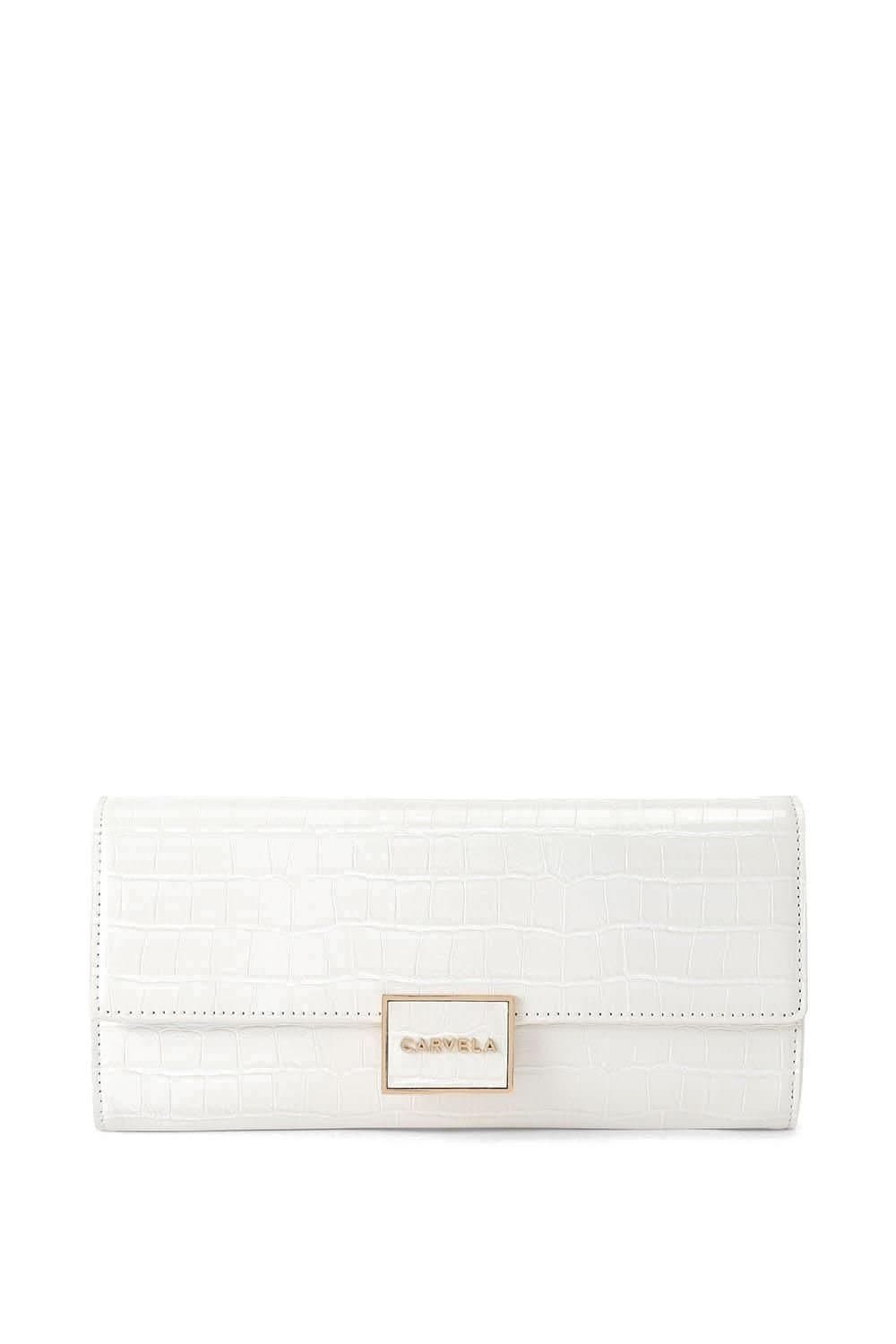 Carvela Carvela Women's 'Jessica Clutch' Croc Print Bag in Cream