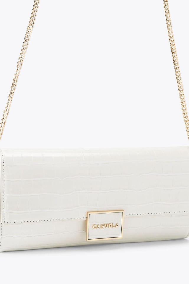 Carvela Carvela Women's 'Jessica Clutch' Croc Print Bag in Cream - 2