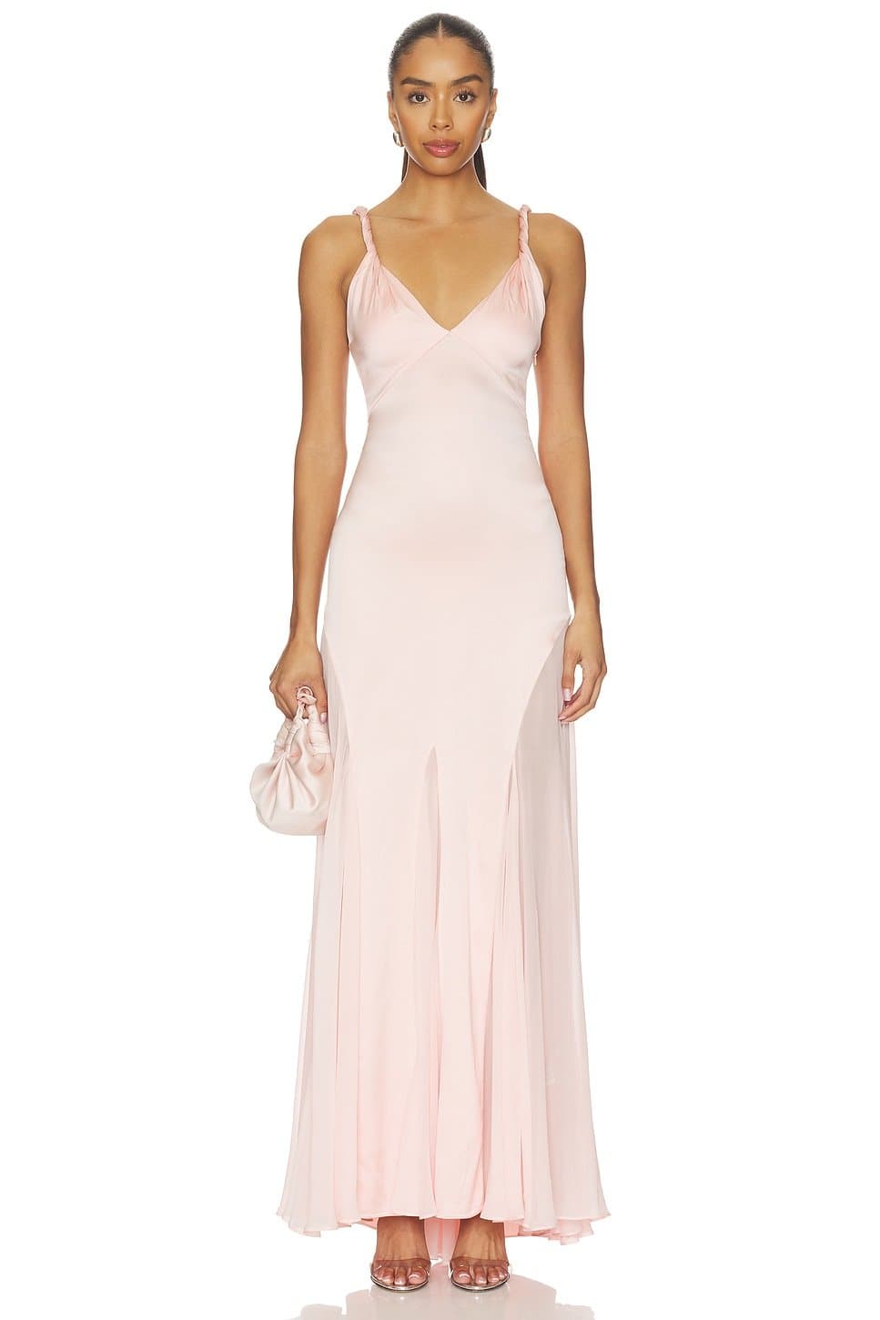 revolve Andrina Twist Strap Flare Maxi Dress With Sheer Godets