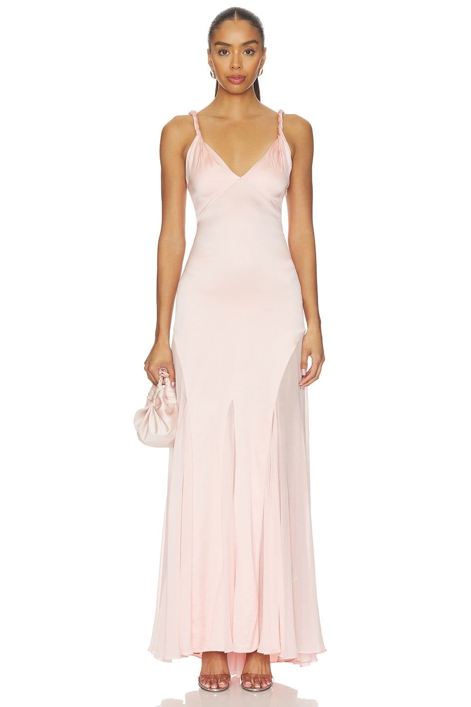 Revolve English Rose Satin Maxi Dress With Sheer Godets