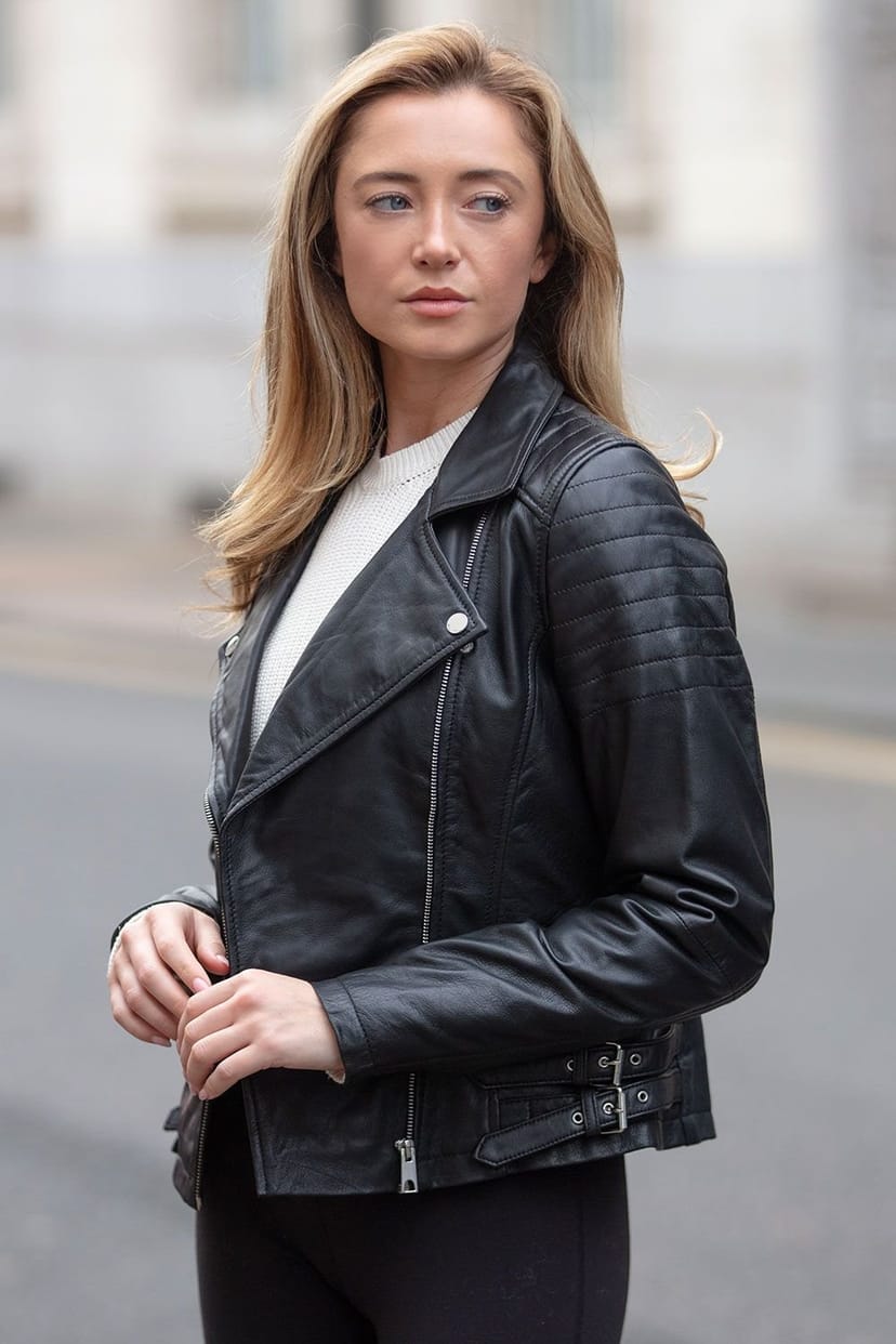 Brampton London Brampton London Women's 'Medusa' Leather Biker Jacket in Black - 1