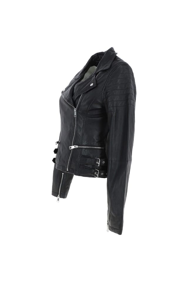 Brampton London Brampton London Women's 'Medusa' Leather Biker Jacket in Black - 3