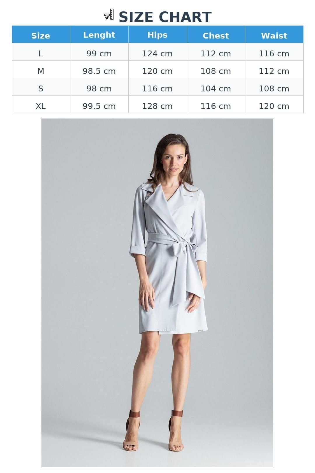 Love Lace Love Lace Women's Loose Shirt Dress With Tie Waist Collar in Grey - 4