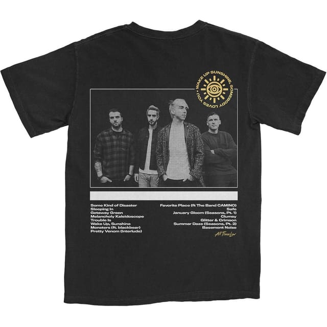 All Time Low All Time Low Men's Wake Up Sunshine Track List Cotton T-Shirt in Black - 2