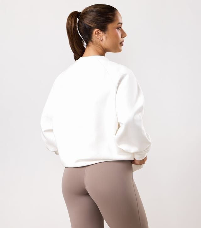 Gym King Women's Cream Appliqué Logo Oversized Sweatshirt Gym King New Look - 3