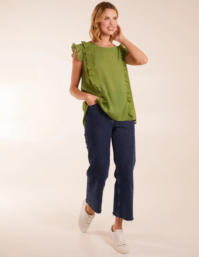 Blue Vanilla Button Back Frill Top - 3