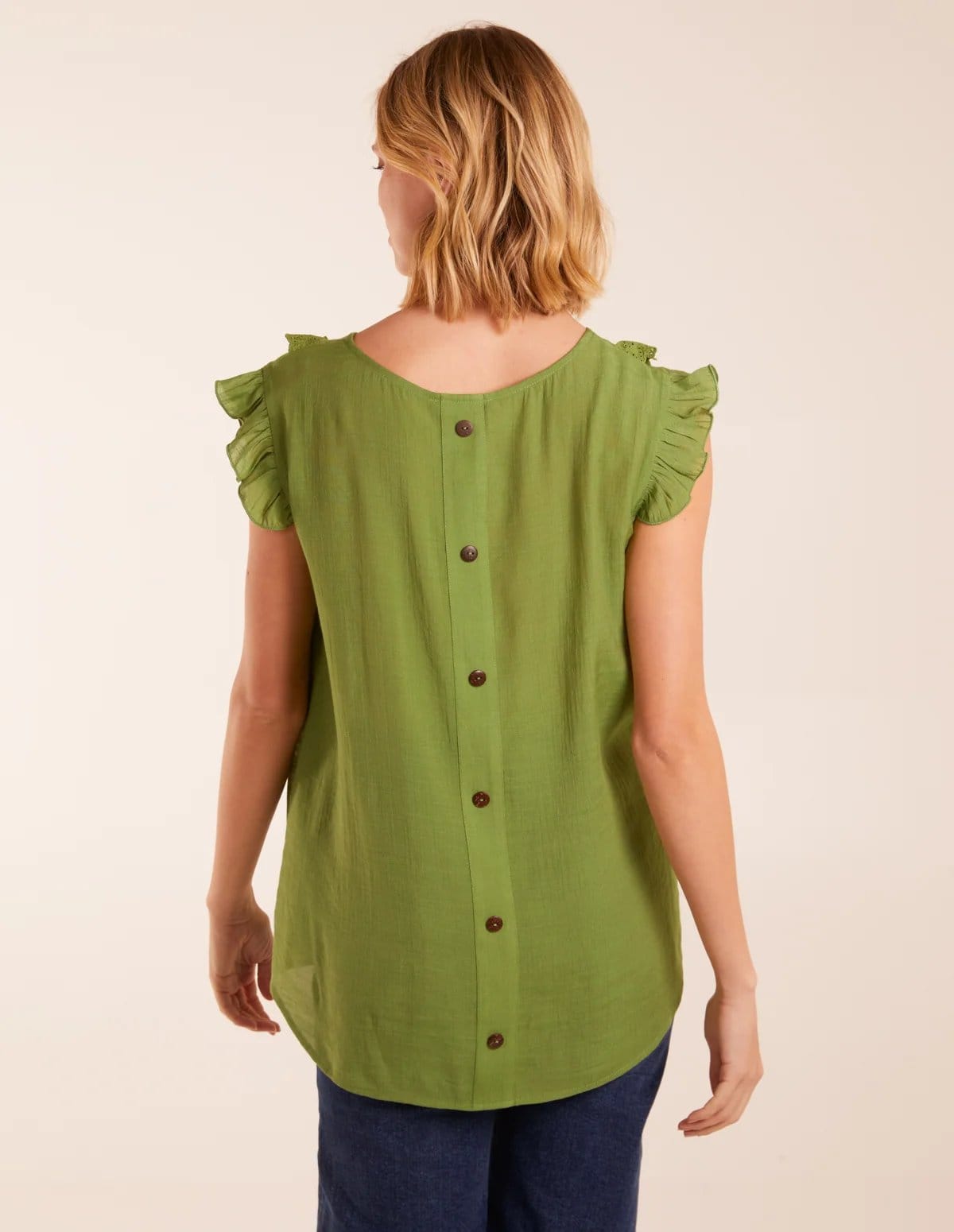 Blue Vanilla Button Back Frill Top - 4