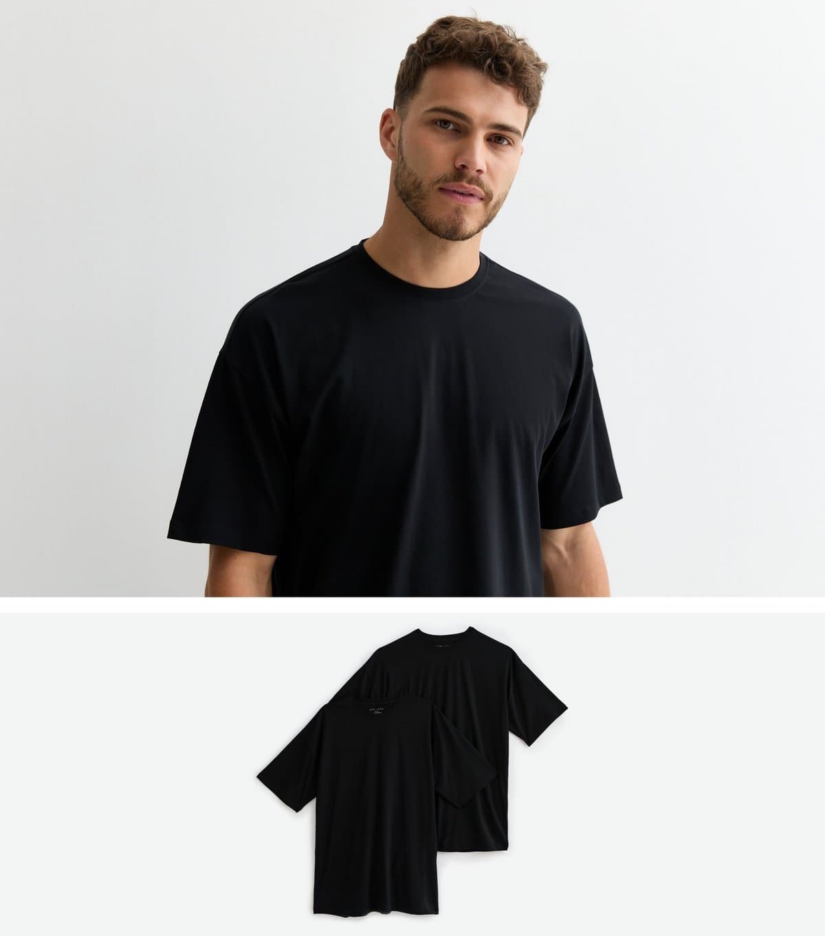 New Look Men's 2 Pack Black Oversized T-Shirts New Look