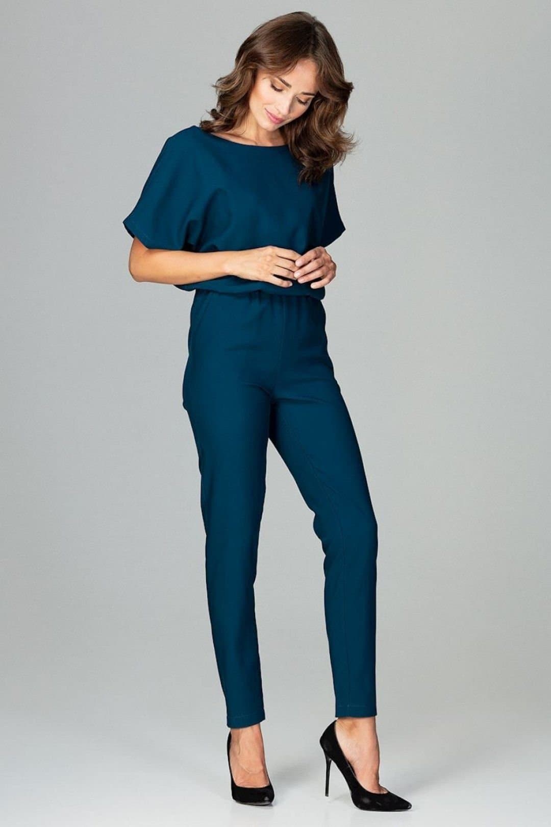 Love Lace Love Lace Women's Classic Kimono Sleeve Zip Overalls in Blue
