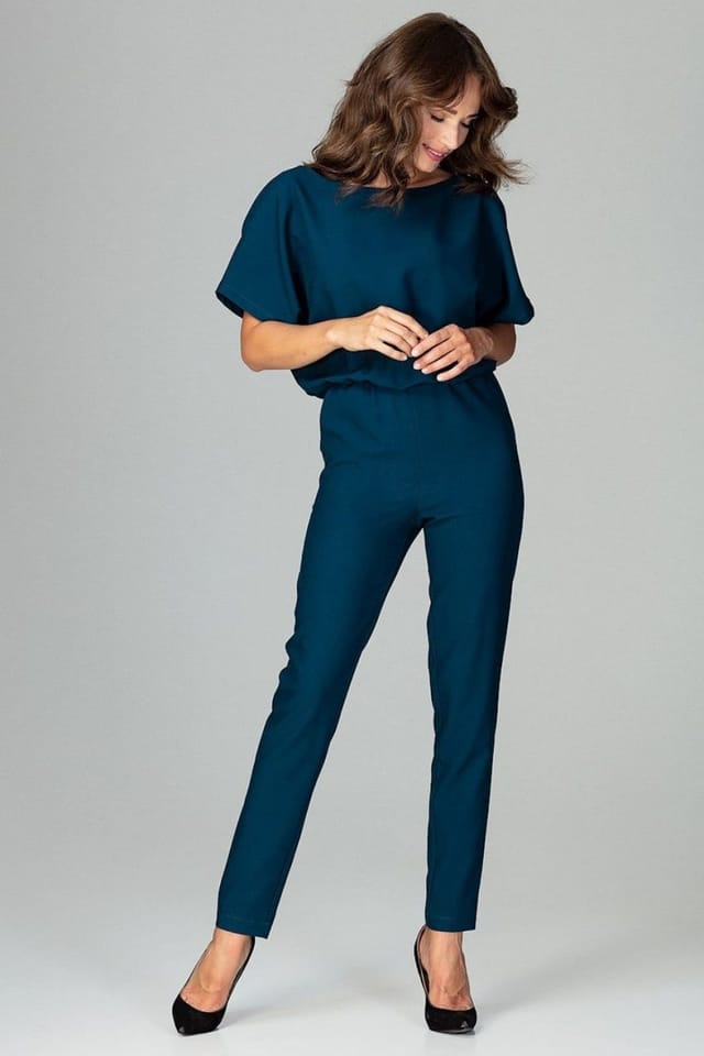 Love Lace Love Lace Women's Classic Kimono Sleeve Zip Overalls in Blue - 2