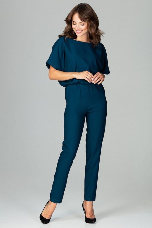 Love Lace Love Lace Women's Classic Kimono Sleeve Zip Overalls in Blue - 3