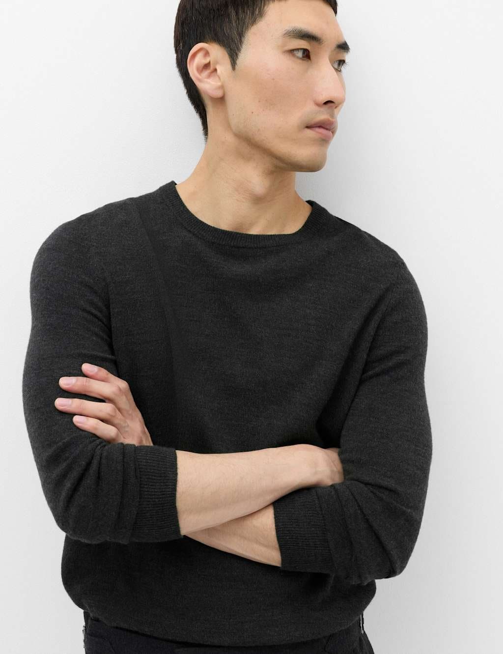 Marks & Spencer M&S Cashmilon™ Crew Neck Jumper Charcoal